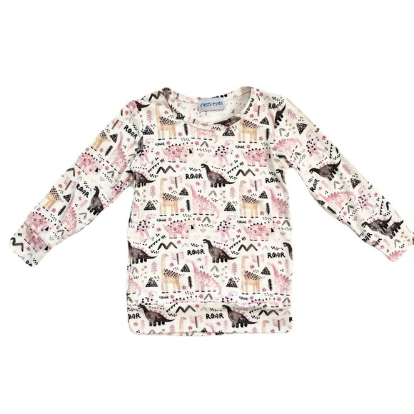 Little Eyes Prehistoric Pink Crewneck-Style Long-Sleeve - Picture 2 of 3
